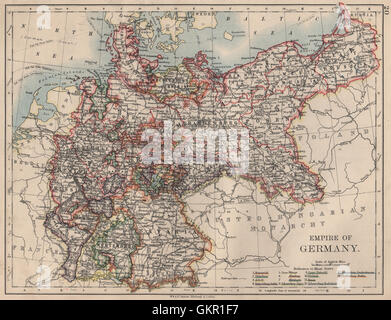 Impero di Germania. Membri. La Prussia Baviera Alsace Lorraine. JOHNSTON, 1895 Mappa Foto Stock