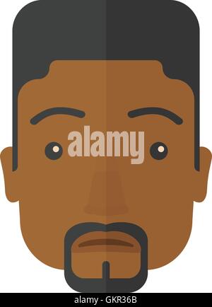 Faccia di un triste ragazzo nero. Illustrazione Vettoriale