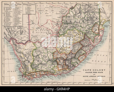 COLONIAL SUD AFRICA. Cape Colony. Fiume Orange Colonia. Transvaal, 1895 Mappa Foto Stock