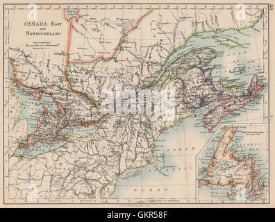 CANADA orientale. Ontario Quebec Maritime Provinces NB PE NS. JOHNSTON, 1895 Mappa Foto Stock