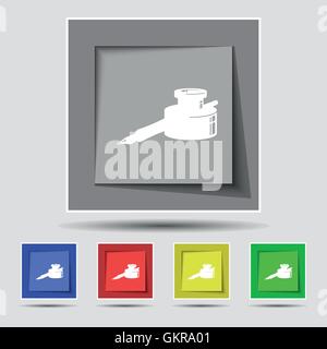 Penna e inchiostro icona sul segno originale di cinque pulsanti colorati. Vettore Illustrazione Vettoriale