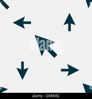 Cursore a freccia, computer icona mouse segno. Modello senza cuciture con texture geometrica. Vettore Illustrazione Vettoriale