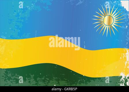 Ruanda bandiera Grunge Illustrazione Vettoriale