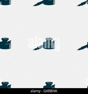 Penna e inchiostro icona segno. Modello senza cuciture con texture geometrica. Vettore Illustrazione Vettoriale