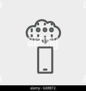 Telefono cellulare con previsioni meteo thin line icona Illustrazione Vettoriale