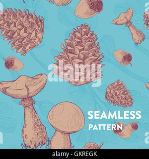 Alla moda di seamless pattern di foresta Illustrazione Vettoriale