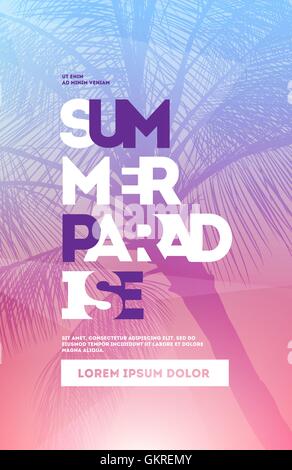 Summer Party poster con palme sagome Illustrazione Vettoriale