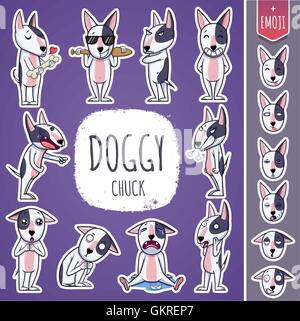 Cartoon cane carattere. Gli adesivi di emoticon Illustrazione Vettoriale