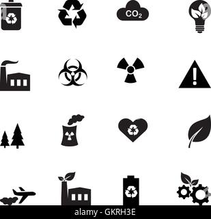 Ambiente ambiente ecologia inquinamento globalizzazione mondo pianeta terra mondo icona segno pittogramma Illustrazione Vettoriale