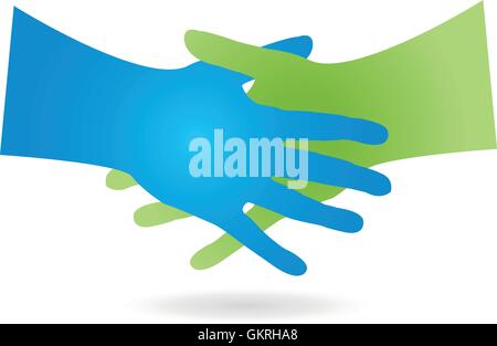 Logo,handshake a due mani Illustrazione Vettoriale