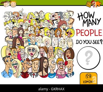 Istruzione di calcolo illustrazione puzzle conteggio numerazione cartoon gli esseri umani gli esseri umani persone folk Illustrazione Vettoriale