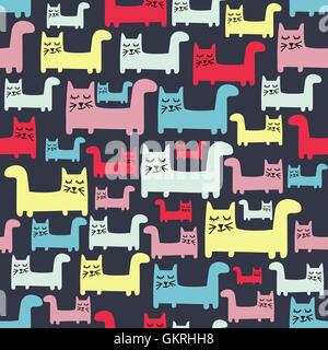 Modello senza soluzione di continuità con i gatti Illustrazione Vettoriale
