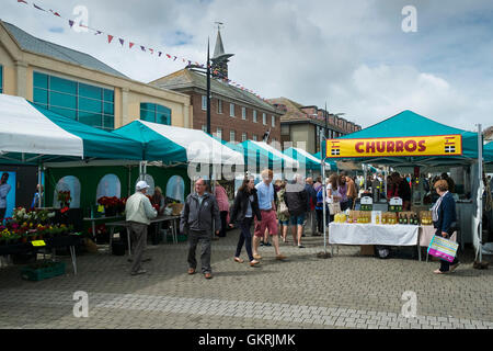 Mercato agricolo di Truro a Lemon Quay nel centro di Truro City in Cornovaglia. Foto Stock