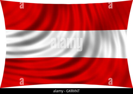 Bandiera dell'Austria sventolare nel vento isolati su sfondo bianco. Austrian bandiera nazionale. Patriottica design simbolico. 3d reso Foto Stock