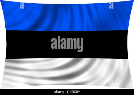 Bandiera dell'Estonia sventolare nel vento isolati su sfondo bianco. Estone di bandiera nazionale. Patriottica design simbolico. 3d reso Foto Stock
