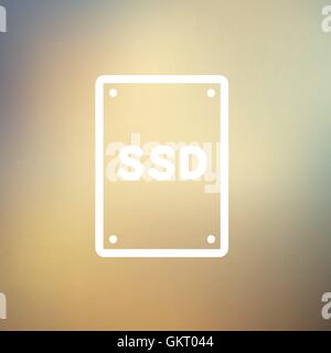 Disco a stato solido SSD sottile Icona di linea Illustrazione Vettoriale