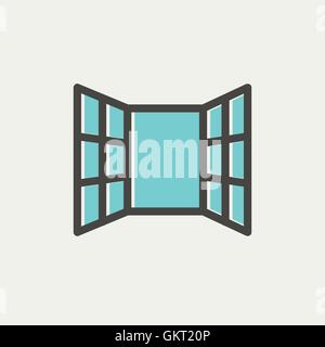 Aprire Windows thin line icona Illustrazione Vettoriale