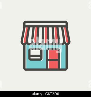 Pressione di stallo dello store thin line icona Illustrazione Vettoriale