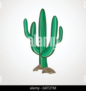 Illustrazione Vettoriale di cactus isolato su sfondo bianco. Wild West o il cowboy Icona del tema Illustrazione Vettoriale