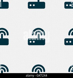 Router Wi fi icon segno. Modello senza cuciture con texture geometrica. Vettore Illustrazione Vettoriale