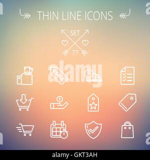 Business shopping linea sottile icona impostare Illustrazione Vettoriale
