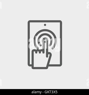 Toccare mark nel telefono mobile thin line icona Illustrazione Vettoriale