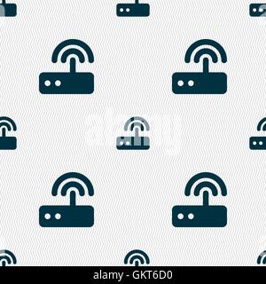 Router Wi fi icon segno. Modello senza cuciture con texture geometrica. Vettore Illustrazione Vettoriale