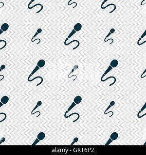 Icona a forma di microfono segno. Modello senza cuciture con texture geometrica. Vettore Illustrazione Vettoriale
