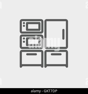 Home cucina forno e forno a microonde thin line icona Illustrazione Vettoriale