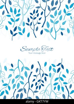 Vettore foresta blu verticale doppia cornice confini invito temp Illustrazione Vettoriale
