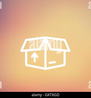 Scatola con freccia in alto verso l'interno, in entrata, carico thin line icona Illustrazione Vettoriale