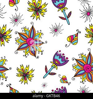 Art Flower pattern senza giunture sullo sfondo. Illustrazione Vettoriale