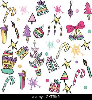 Set colorato con elementi di Natale Illustrazione Vettoriale