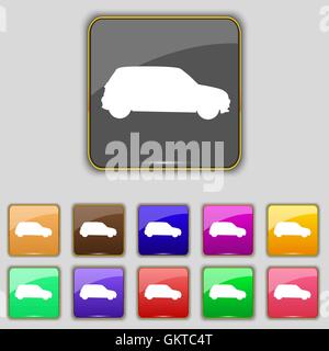 Icona Jeep segno. Impostare con undici pulsanti colorati per il vostro sito. Vettore Illustrazione Vettoriale