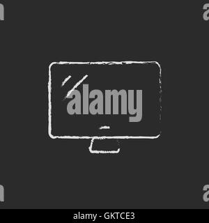 Il monitor di un computer disegnati in Chalk Illustrazione Vettoriale