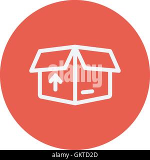 Scatola con freccia in alto verso l'interno, in entrata, carico thin line icona Illustrazione Vettoriale