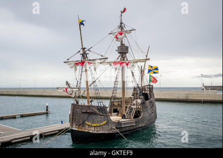 Santa Maria de Colombo nave storica replica, l'isola di Madeira. Foto Stock