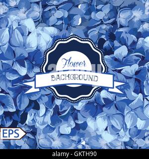 Il vettore blu hydrangea realistico, lavanda. Illustrazione di fiori. Vintage. Può essere utilizzato per la confezione regalo carta, compleanno, moth Illustrazione Vettoriale