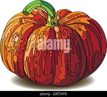 Zucca di Halloween isolato su bianco. Illustrazione Vettoriale