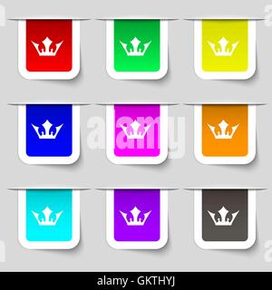Icona di corona segno. Insieme multicolore di etichette moderno per il vostro design. Vettore Illustrazione Vettoriale