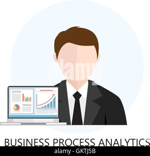 Processo di Business Analytics Icona piatta Illustrazione Vettoriale