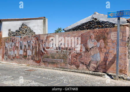 Murales, Tinnura, distretto di Oristano, Sardegna, Italia, Europa Foto Stock