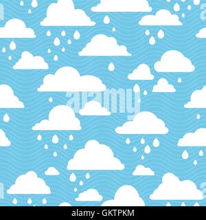 Modello senza soluzione di continuità con le nuvole di pioggia Illustrazione Vettoriale