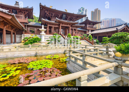 Chi Lin monastero, un monastero buddista di Hong Kong, Cina. Foto Stock