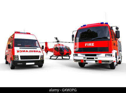 Immagine di rendering 3D che rappresenta i servizi di emergenza / servizi di emergenza Foto Stock