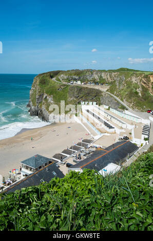 Cabine sulla spiaggia, newquay cornwall numero 3610 Foto Stock