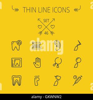 Medicina linea sottile icona impostare Illustrazione Vettoriale