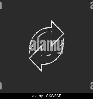 Con le frecce a sinistra e a destra in direzione tracciata in Chalk Illustrazione Vettoriale