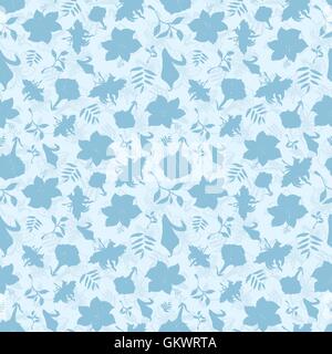 Il vettore blu fiori tropicali Texture Pattern senza giunture Illustrazione Vettoriale