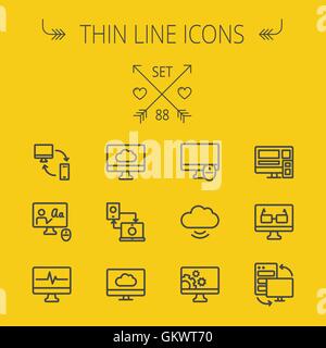 La tecnologia di linea sottile icona impostare Illustrazione Vettoriale